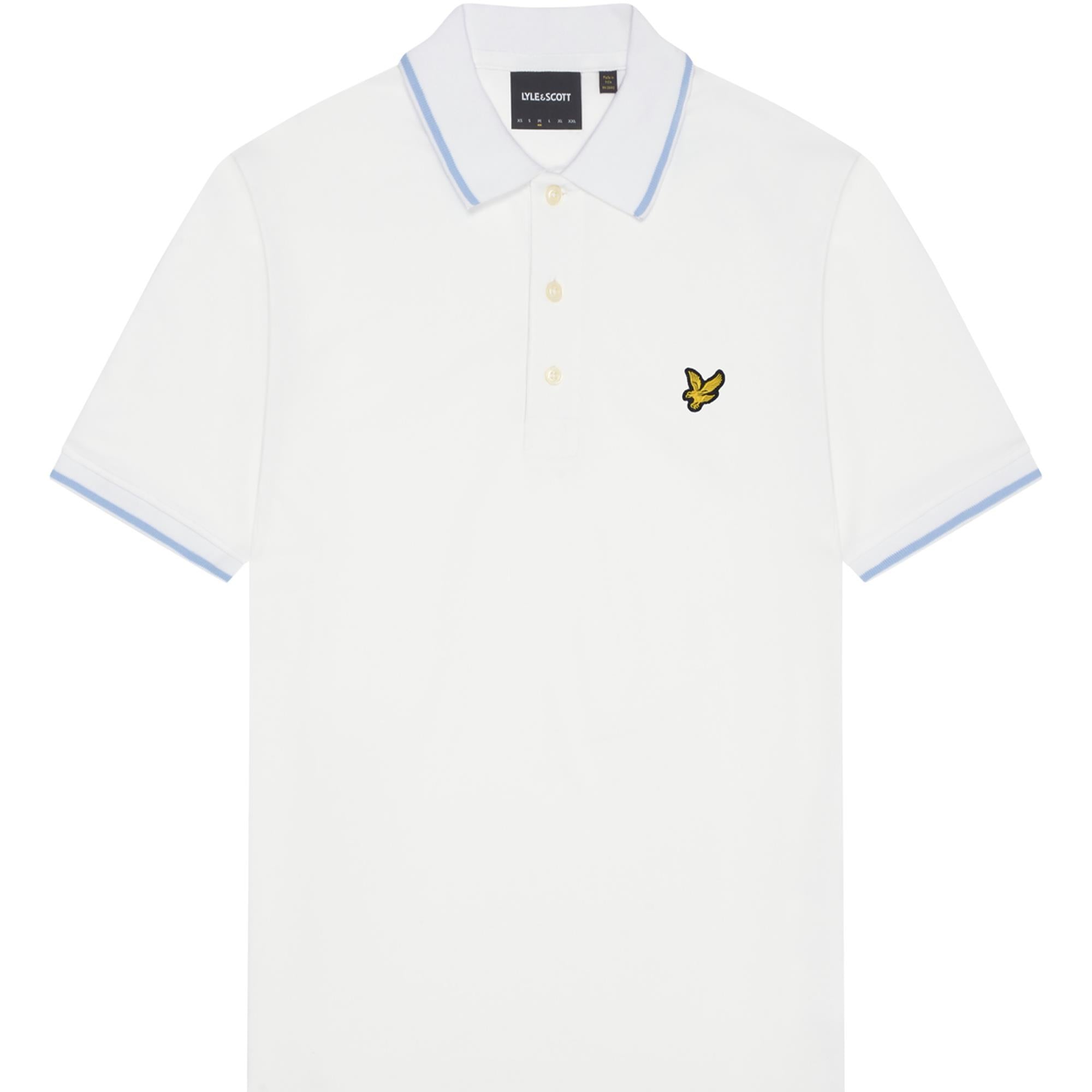 Lyle & Scott Tipped Mens Polo Shirt White/Light Blue